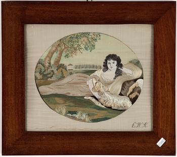 SIDENBRODERIER, ett par. 1800-talets första hälft.