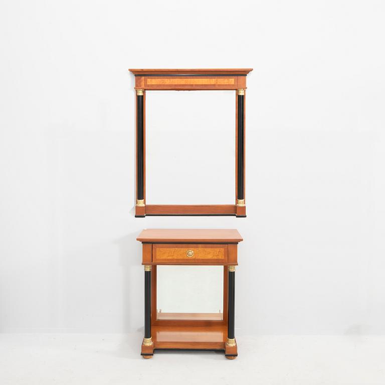 Empire-style mirror and console table, second half of the 20th century.