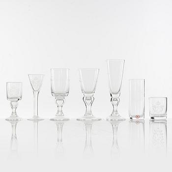 An 94-piece glass service, mostly model "Antik", Reijmyre, Sweden, 1900-talets andra hälft.