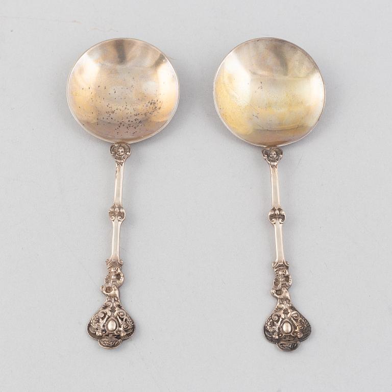 Two silver spoons, William Hutton & Sons Ltd, London, England, 1896.