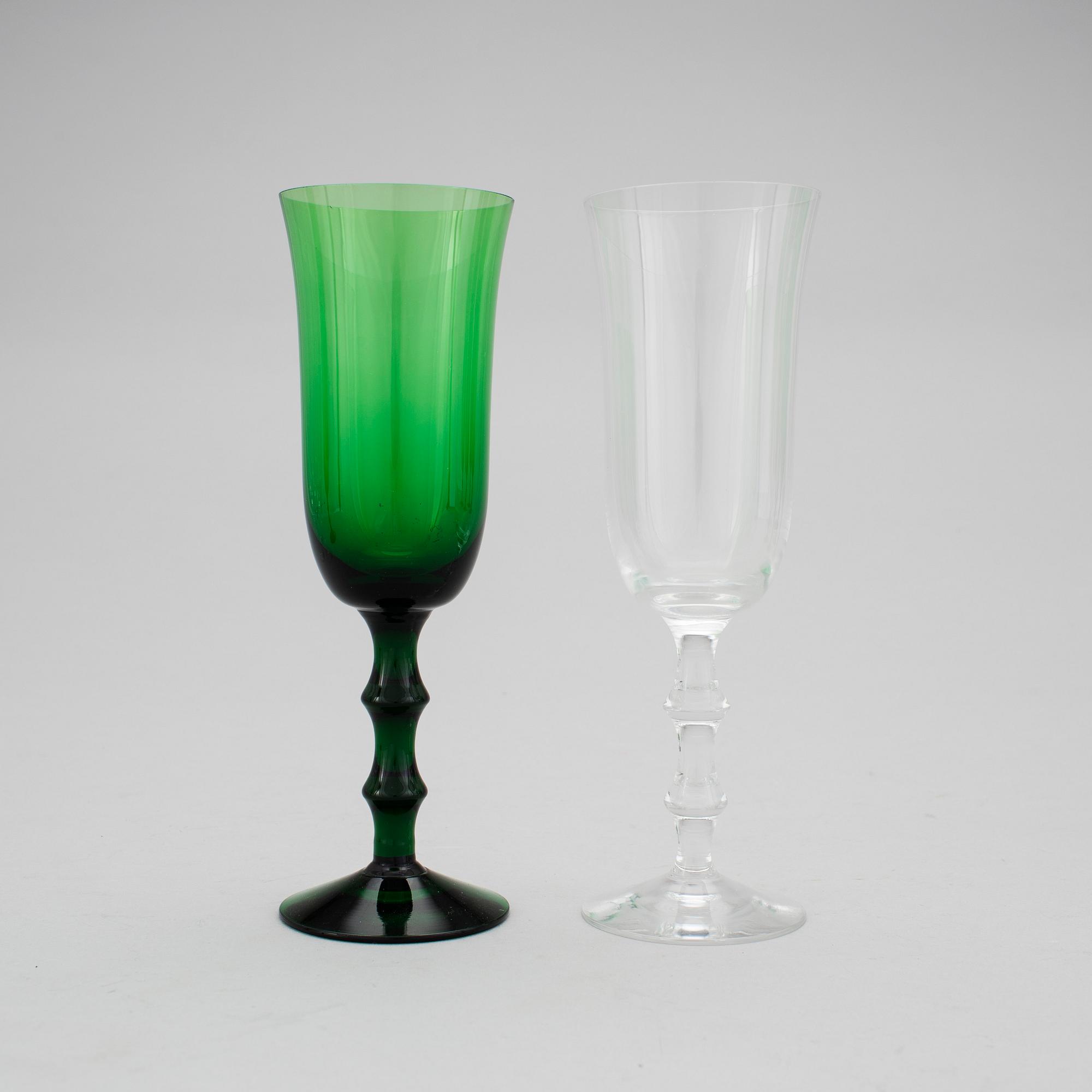 SIMON GATE, Orrefors, vinglas 10 st, "Salut", 1900-talets tredje kvartal.