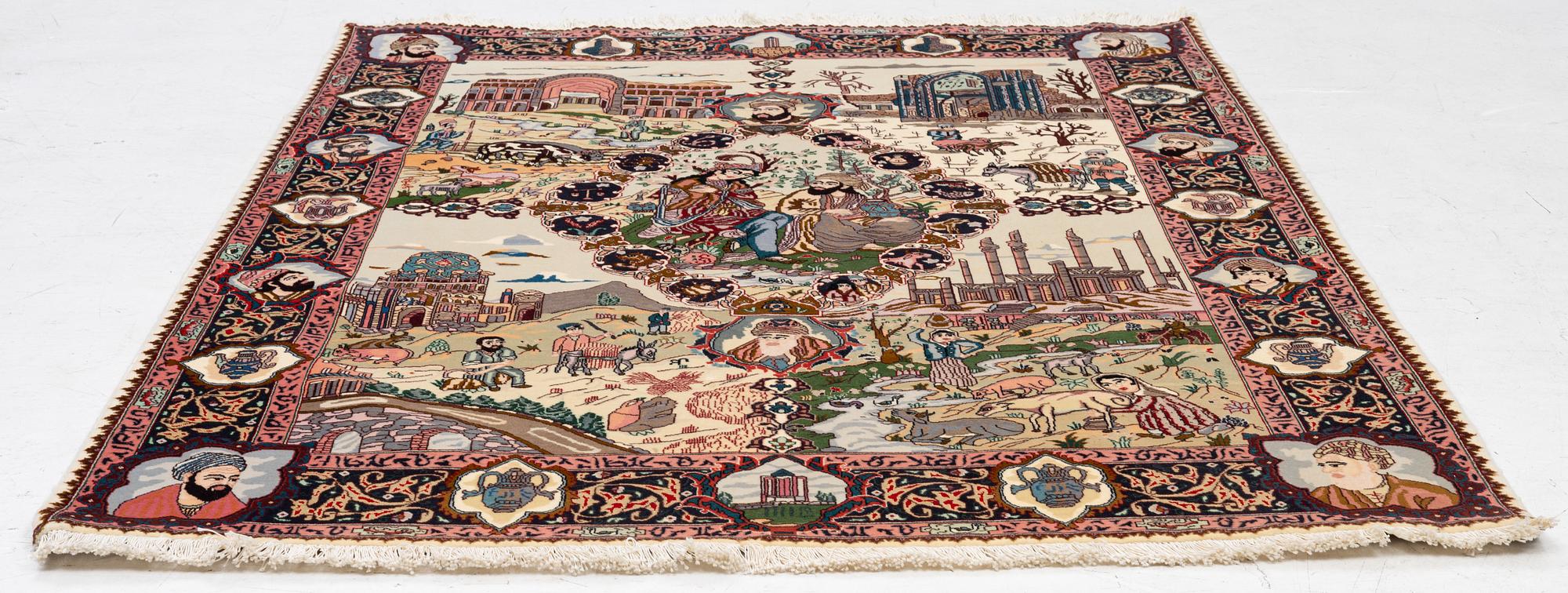 Matta, Täbriz, sk, Fyra årstider, ca 196 x 151 cm.