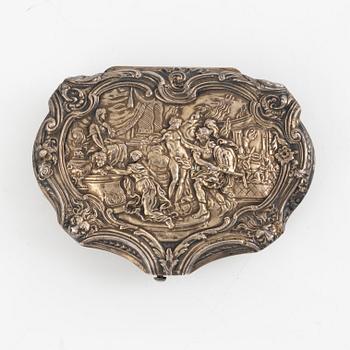 A silver and enamel box, circa 1900.