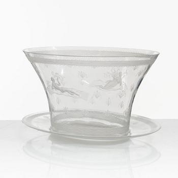 Edward Hald, skål med fat, modell 149, Orrefors.