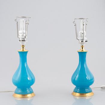 A pair of glass table lights, Murano, Italy, second half of the 20th century. Marked Deji.