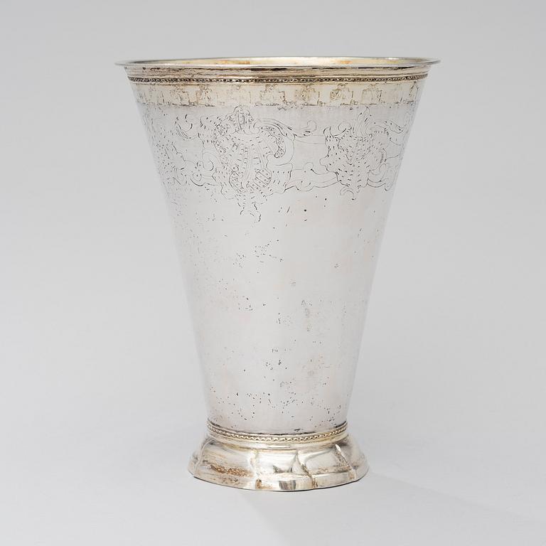 A SWEDISH SILVER BEAKER, Henrik Wittkopf Stockholm 1760, weight 402 g.