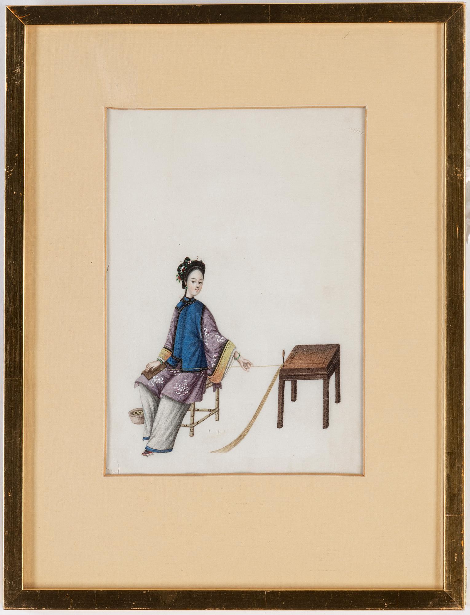 Four Chinese water colour on rice paper by unknown artist, 20th century.