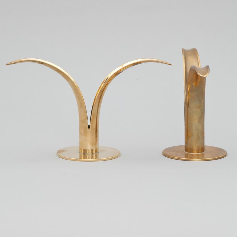 LJUSSTAKAR, 4 st, mässing, "Liljan", Ivar Ålenius Björk för Ystad-Metall.