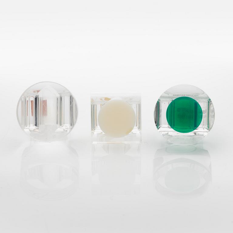 Siv Lagerström, three acrylic plastic rings, 1970s.
