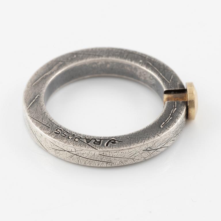 Bracelet, necklace, a pair of earrings, and a ring, Pia Rauff, silver with small diamonds.