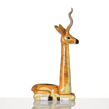 Vicke Lindstrand, a glazed ceramic sculpture of a gazelle, Upsala-Ekeby, Sweden, 1948-60.