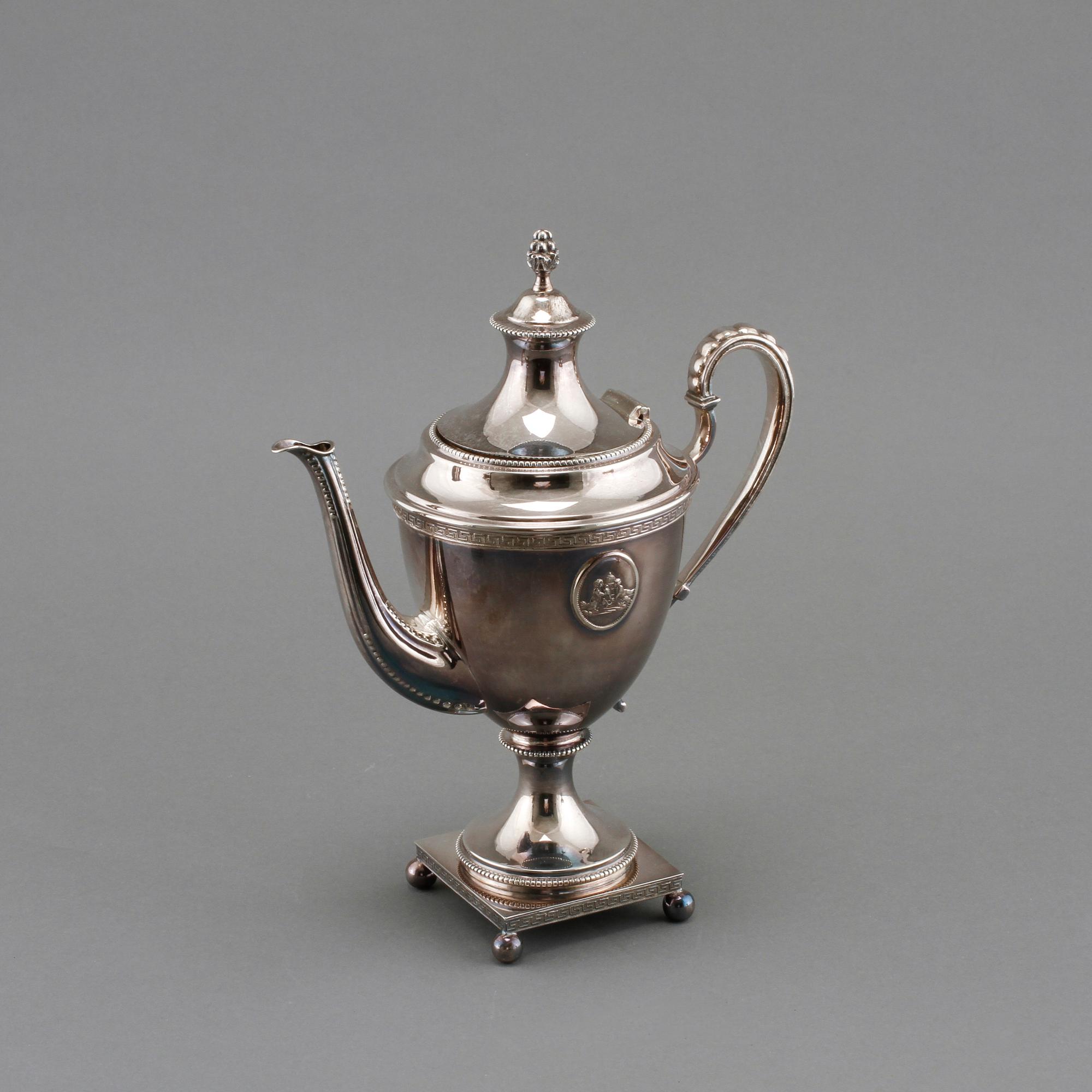 KAFFESERVIS, 3 delar, nysilver, A G Dufva, 1900-talets första del.
