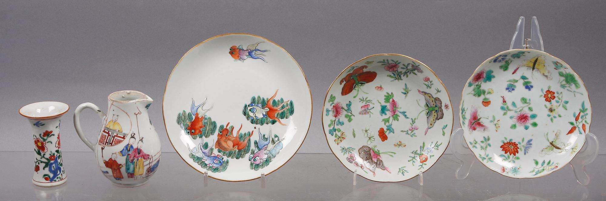 PARTI PORSLIN, 5 delar, Kina 1800-tal.