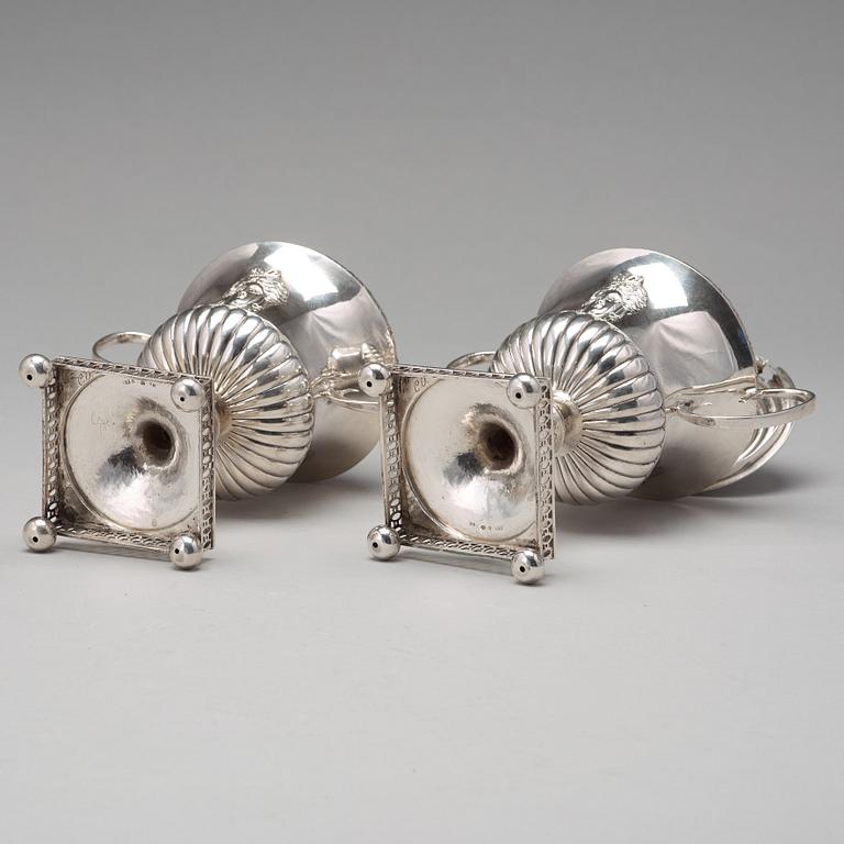 A pair of Swedish late 18th century silver sugar bowls and covers, mark of Pehr Zethelius, Stockholm 1799.