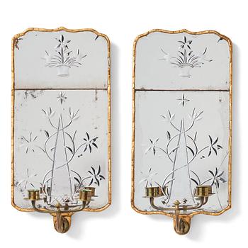 97. A pair of Rococo two-light girandole mirrors, by N. Sundström.