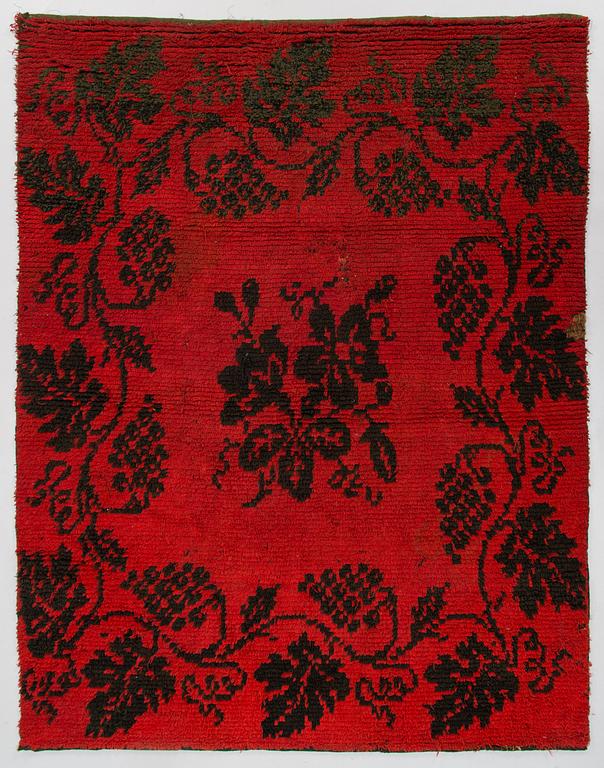 A late 19th Century Finnish folkart long pile ryijy-rug. Circa 185 x 140 cm.