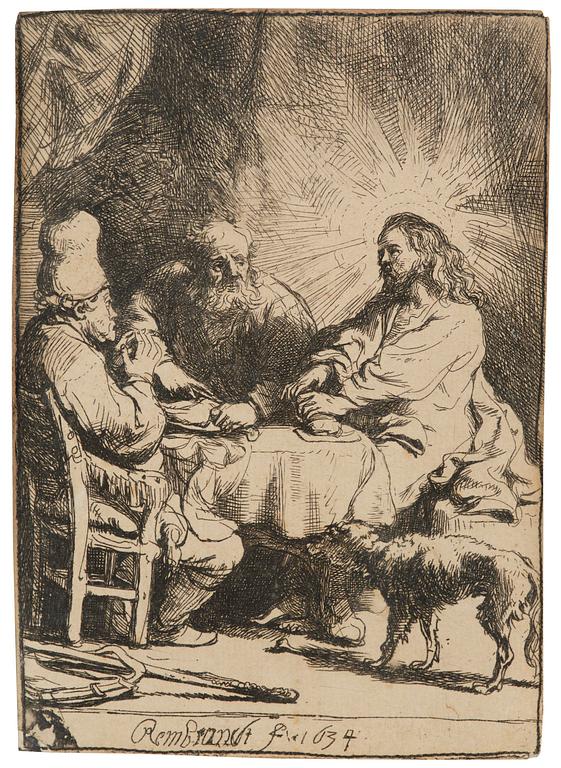 Rembrandt Harmensz van Rijn, "Christ at Emmaus" (the smaller plate).