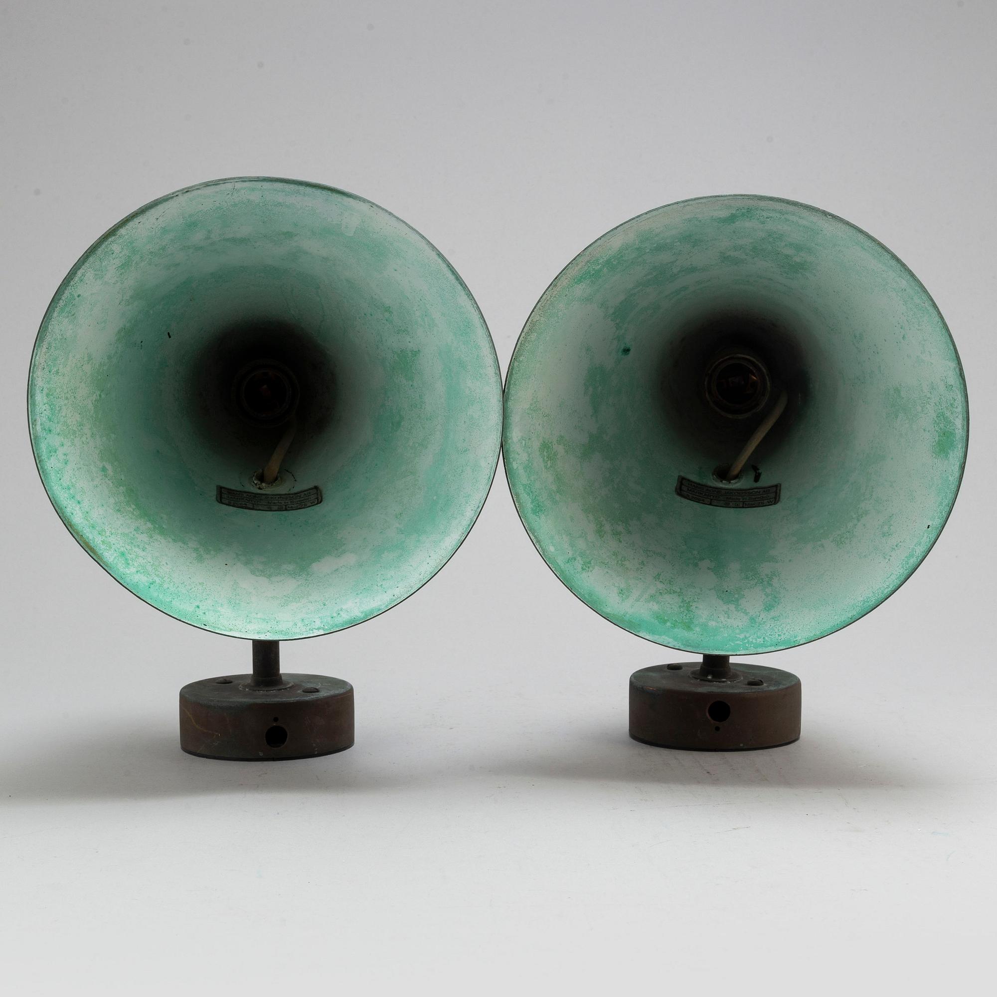 HANS-AGNE JAKOBSSON, a pair of 'Tratten' wall lights, Markaryd.