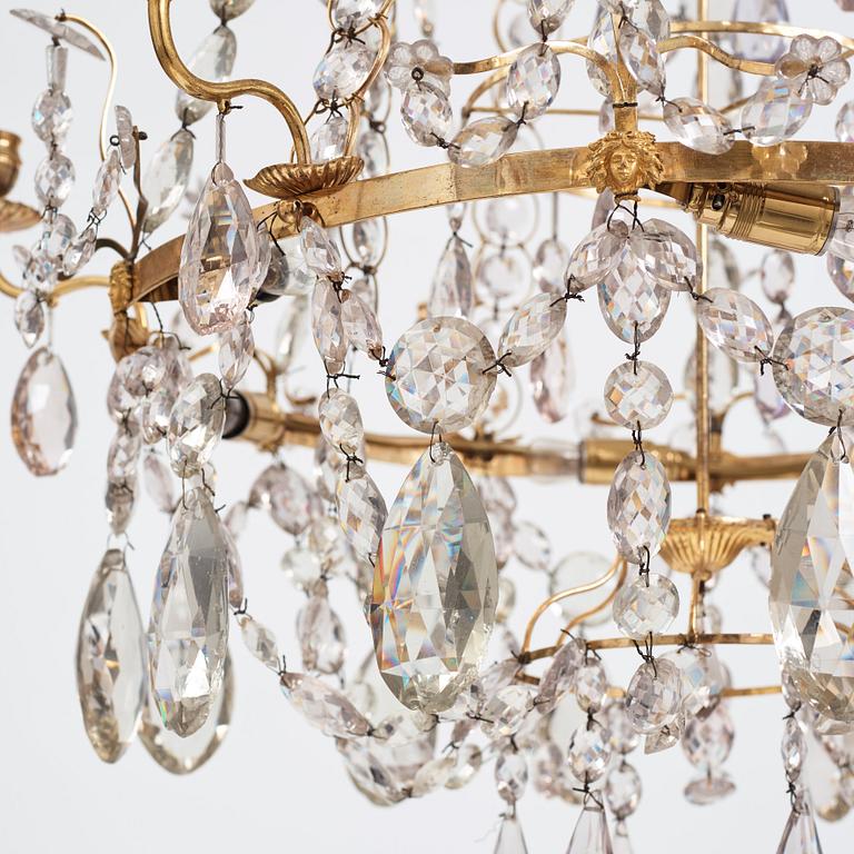 A Gustavian six-light chandelier, late 18th century.