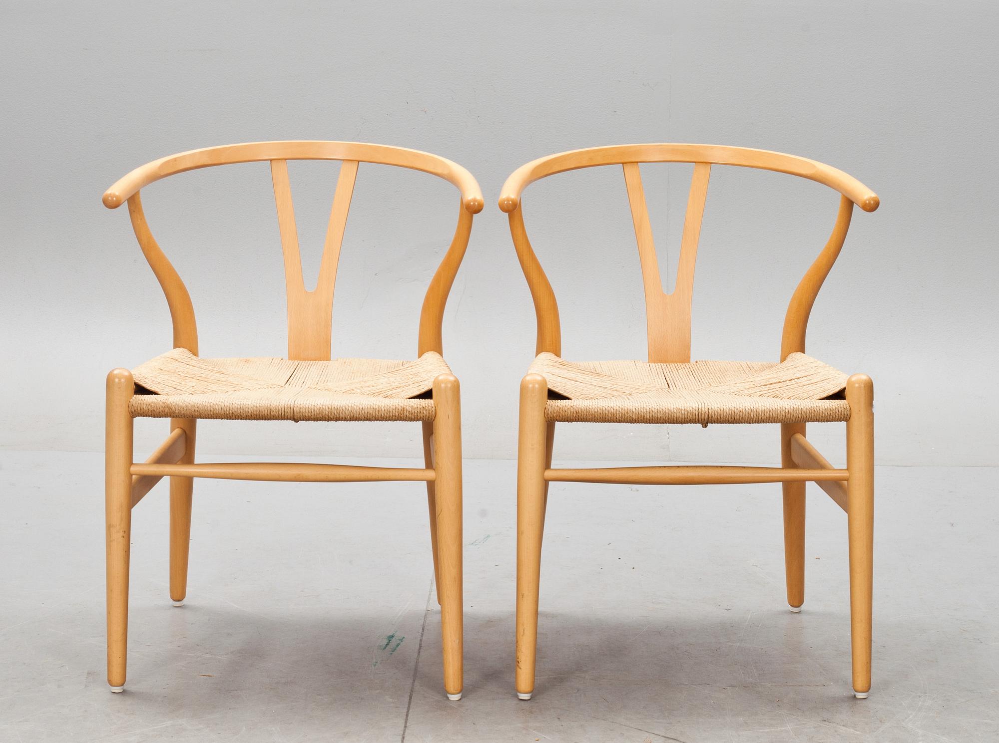 STOLAR, 6 st. Hans J Wegner, "Y-stolen", Carl Hansen & Son, Danmark. 1900-talets andra hälft.