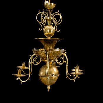 TAKLAMPA, firma Lars Holmström Arvika, 1900-talets första hälft, mässing.