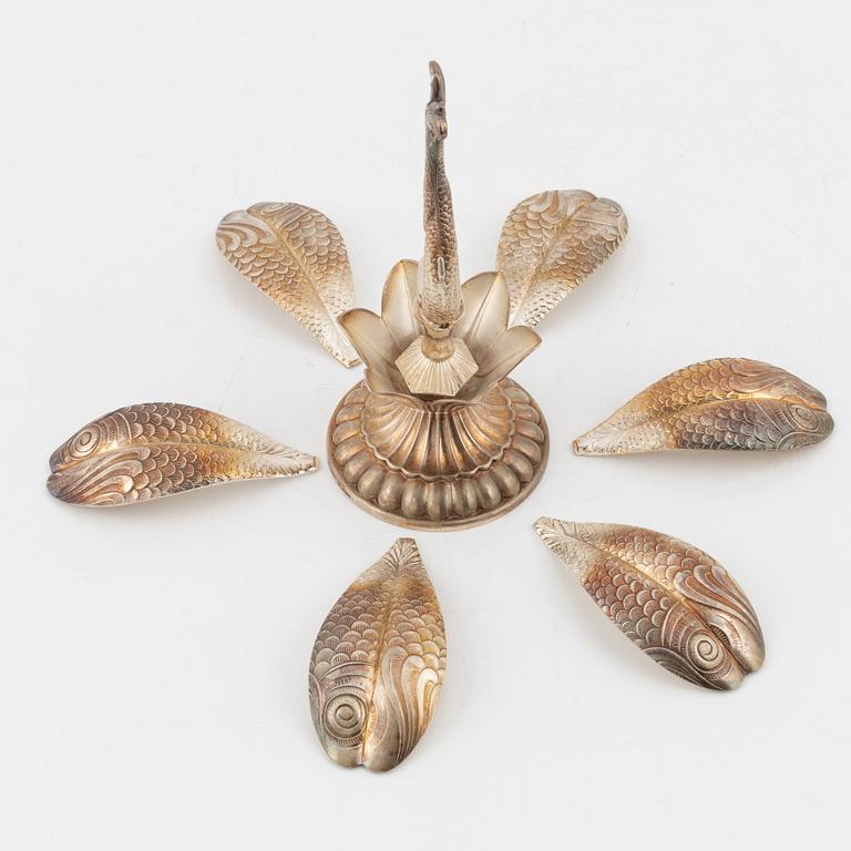 A silver plate caviar stand, Fleuron Christofle, France.