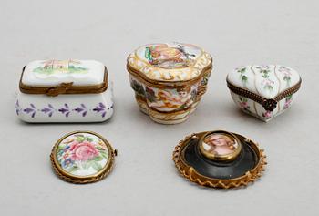 SAMLING, dosor, brosch och miniatyr, 1800-/1900-tal.