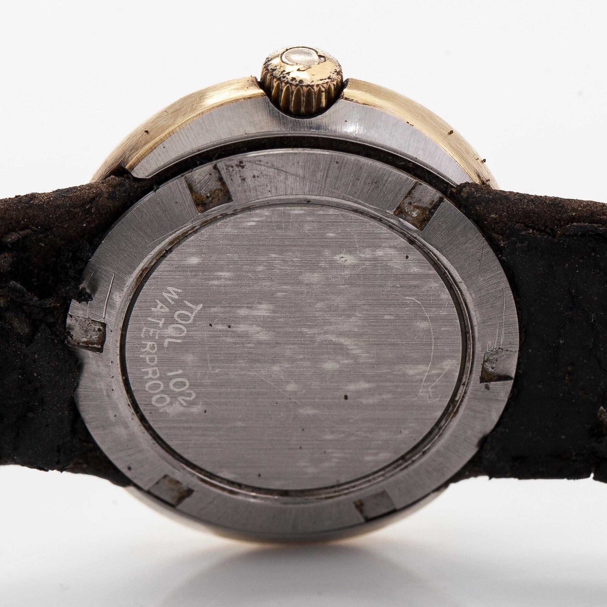 Omega, Dynamic Lady, rannekello, 29 x 26 mm, kullattu, automaattinen, 1970-luku.