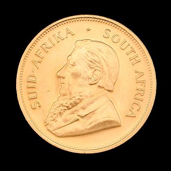 GULDMYNT, finguld, Krugerrand, Sydafrika, 1981. Vikt ca 34 g.