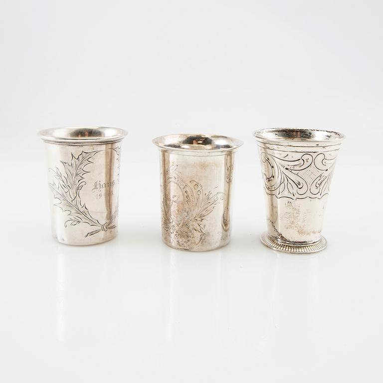 A collection of goblets 14 pcs silver 19th century / 20th century.