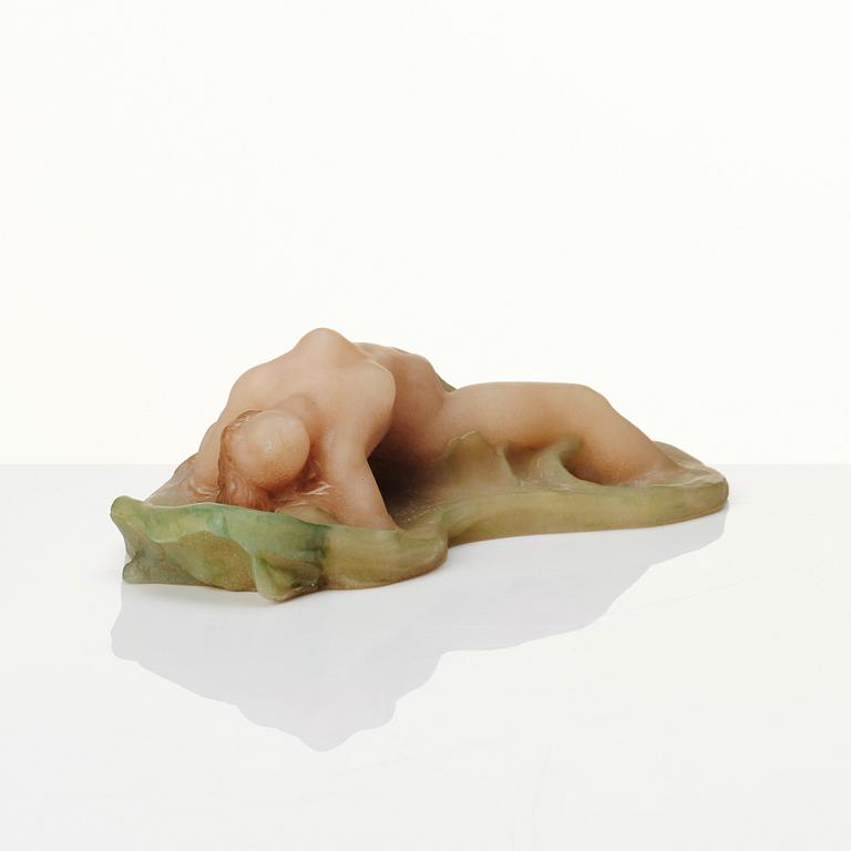 Joseph Cheret, Almaric Walter, figur, vilande kvinna, pâte de verre, Nancy Frankrike.