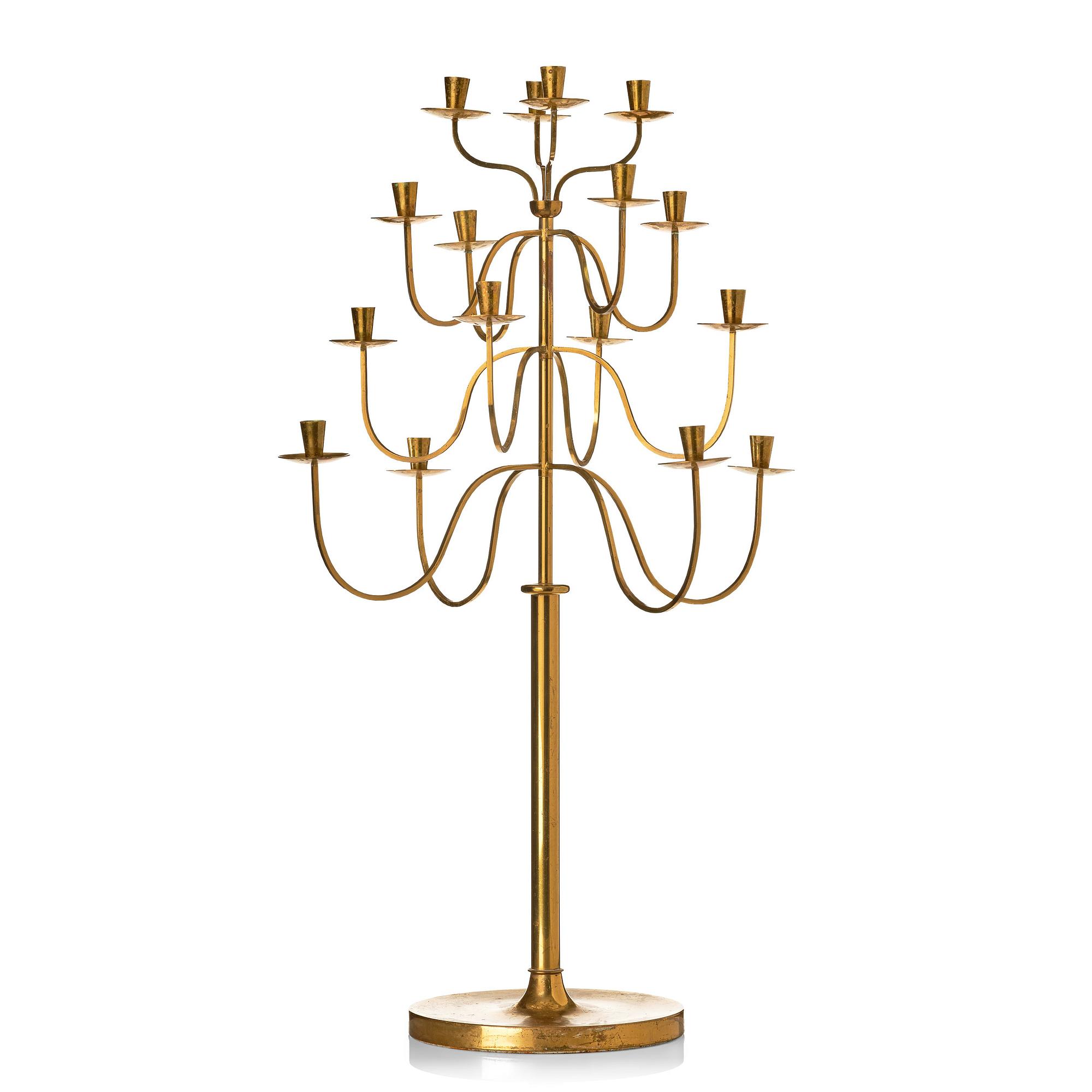 Josef Frank, a brass candelabrum for 16 lights by Svenskt Tenn, Sweden 1940-1950s.