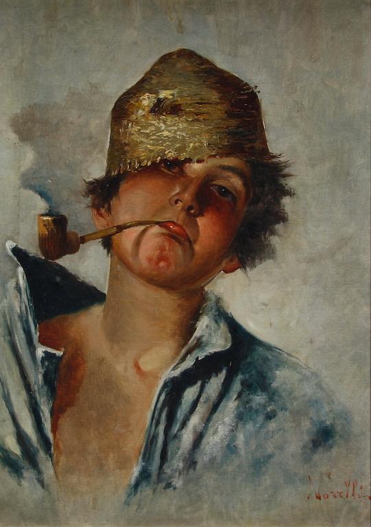 OKÄND KONSTNÄR, olja på duk 1900-talets början.