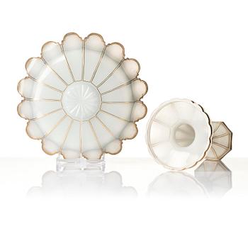 A large French opalin glass tazza, 1830/1840's.