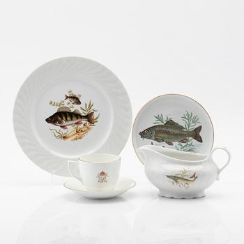 Fish service parts 19 pieces, Seizmann Weiden etc., later part of the 20th century.