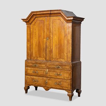 An oak veneered cabinet, mid 18th Century.