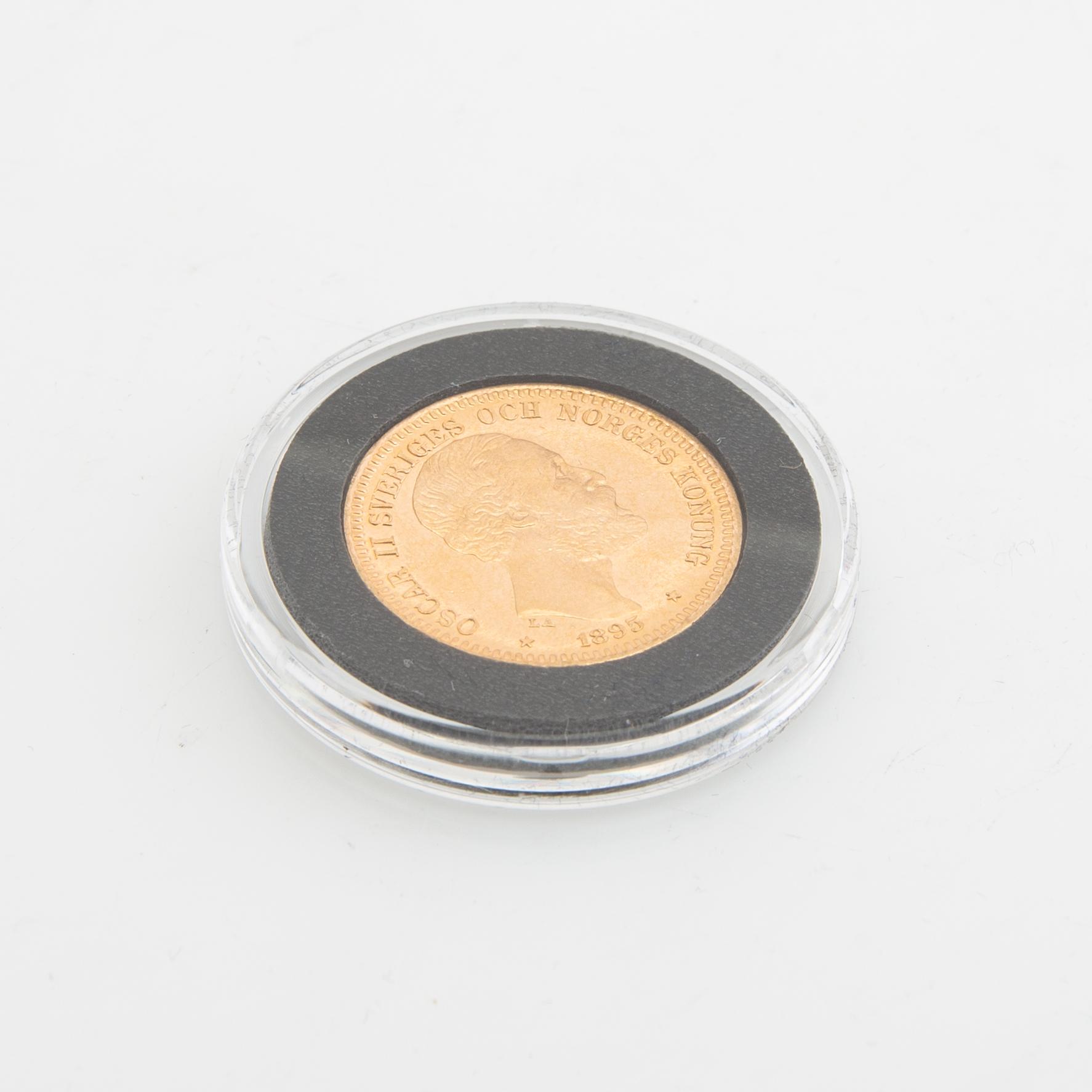 Gold coin Sweden, Oscar II 20 kr, 1895.