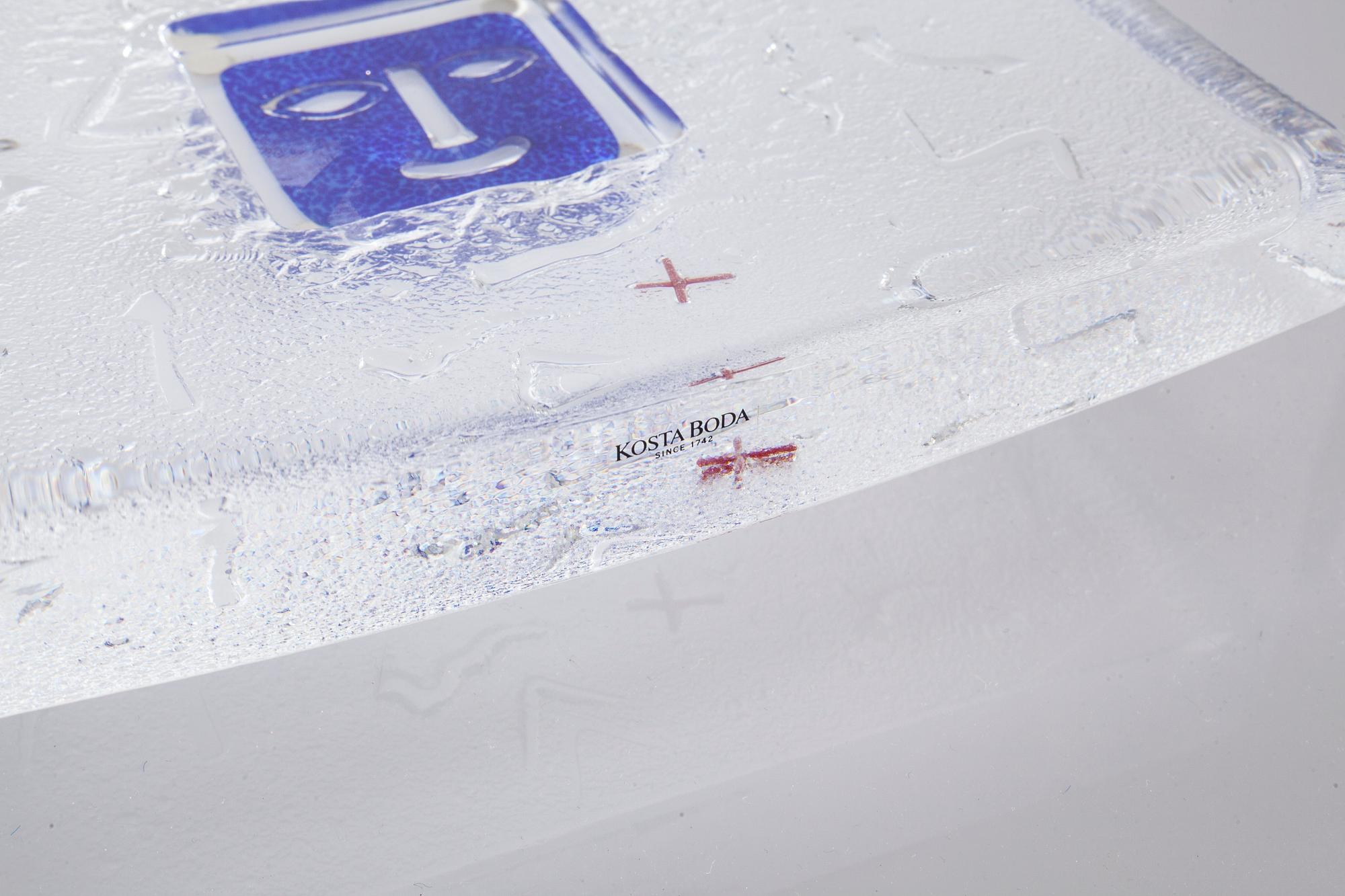 A signed Bertil Vallien glass object for Kosta Boda.