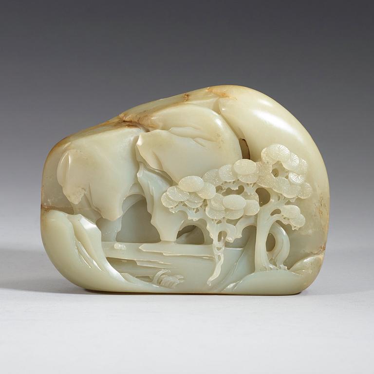 A finely carved Chinese nephrite sculpture, Qing dynasty (1644-1912).