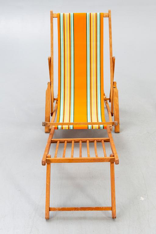 Sun loungers, a pair of footstools, 1950s.