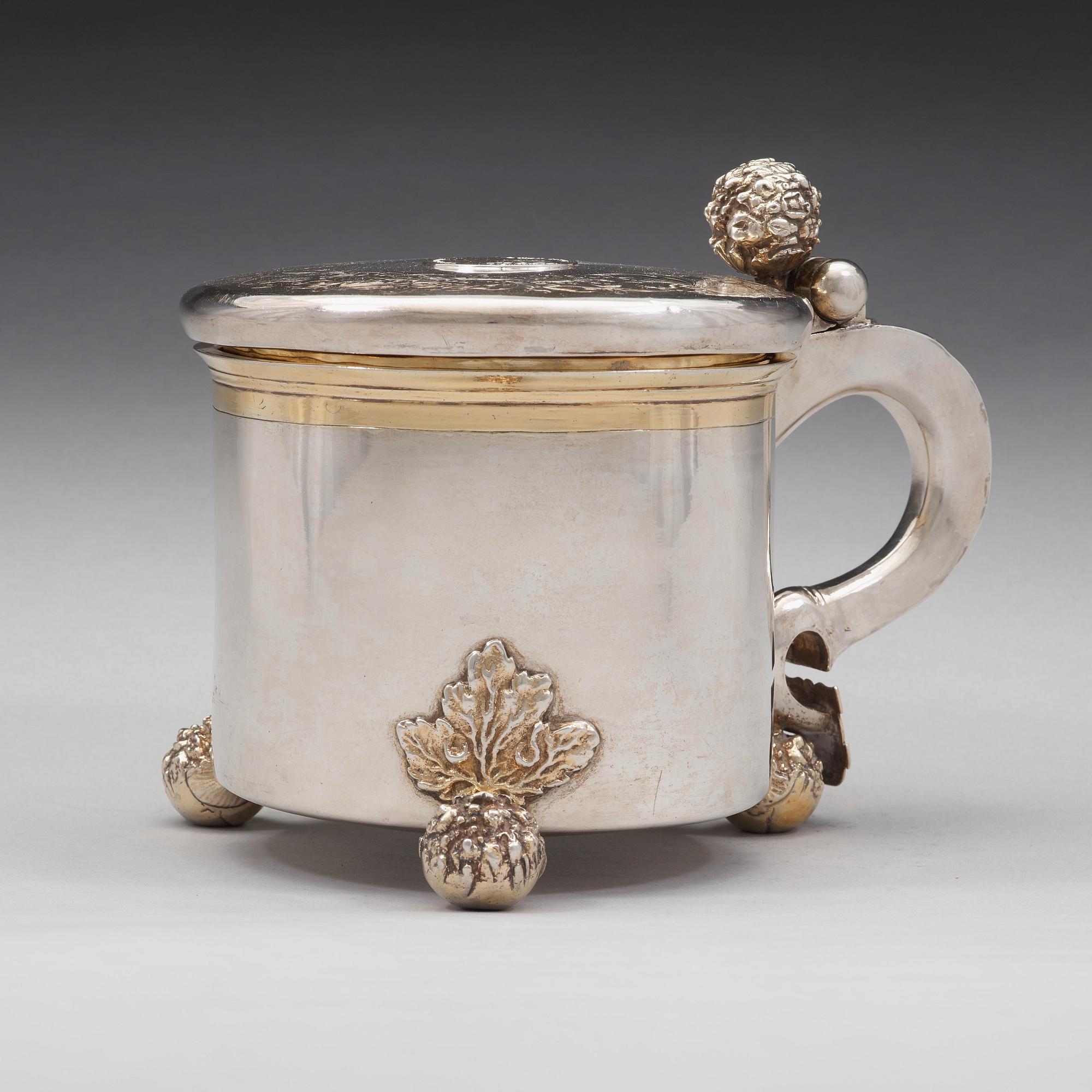 A Swedish 17th century parcel-gilt tankard, mark of Henrik Feiff, Stockholm (1666-1694(1709)) before 1689.