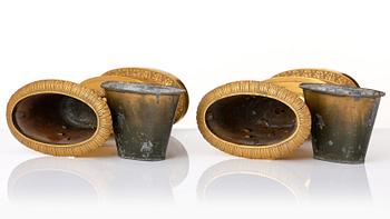 A set of three French Empire early 19th century gilt bronze centre pieces.