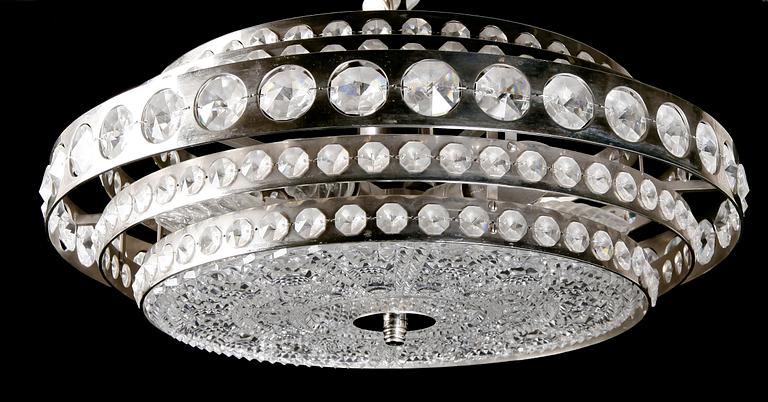 TAKLAMPA, krom och kristall, 1960-tal.