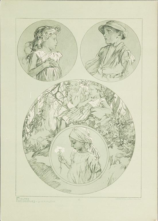 ALPHONSE MUCHA, after, 5 prints.