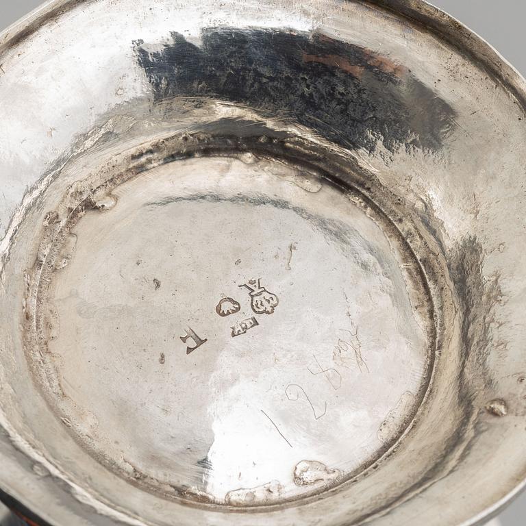 Two silver beakers and a silver creamer, 19th century, Finland.