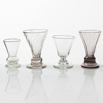 Eight Swedish Glasses, 18-19th century.