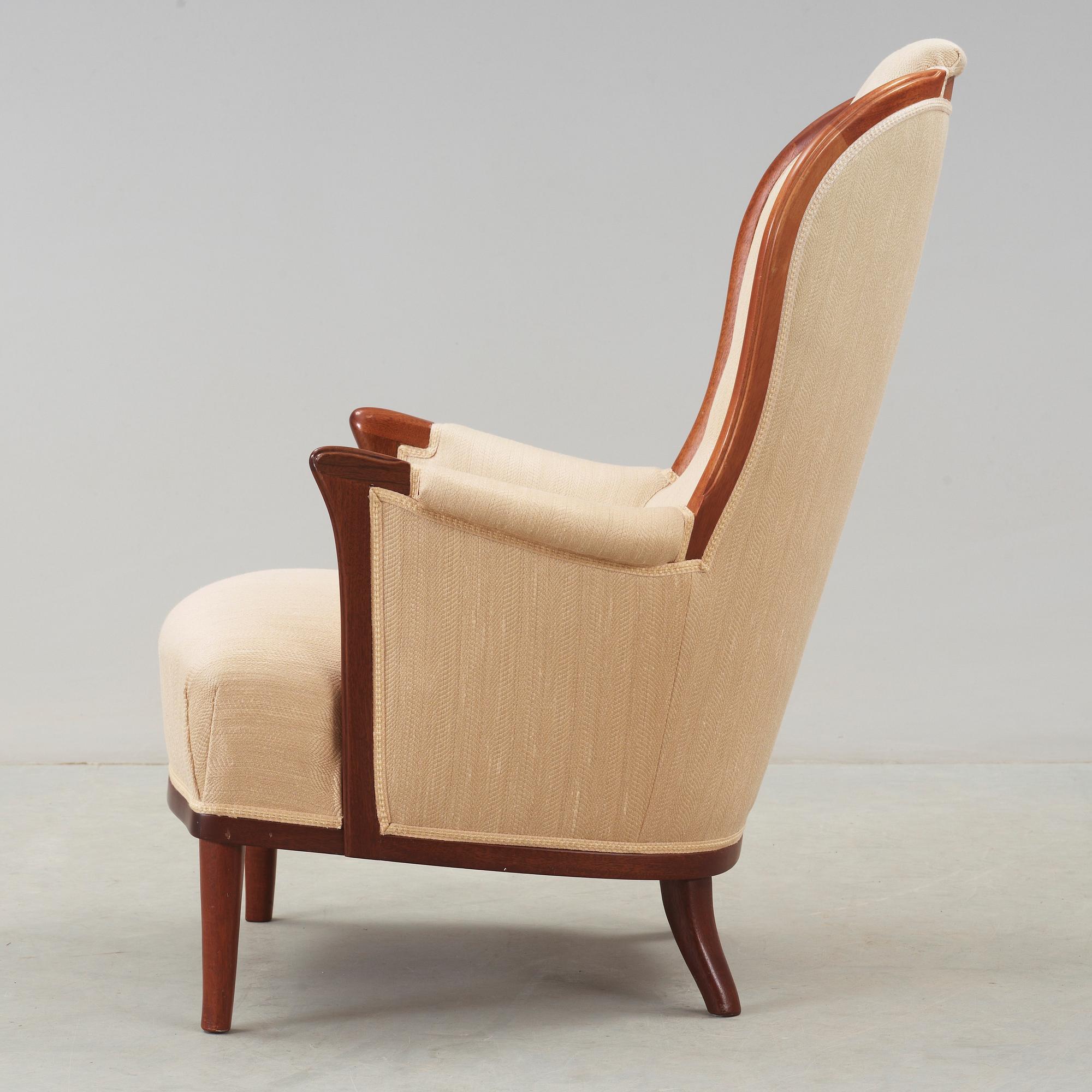 FÅTÖLJ, "Vår fru", Carl Malmsten, OH  Sjögren, 1900-talets slut.