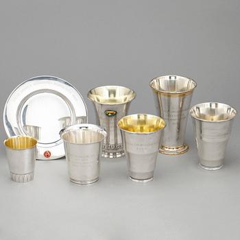 PARTI SILVER, 7 delar silver, bland annat Cg Hallberg, Stockholm, 1938. Totalvikt ca 972g.