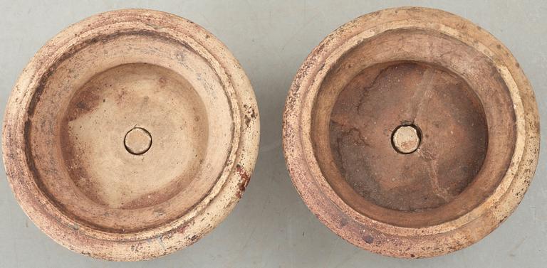 A pair of English 19th century stoneware garden urns.