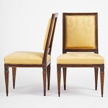 A pair of Gustavian chairs by Melchior Lundberg, (Stockholm 1775-1812).